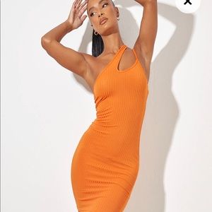 Orange Asymmetric dress NWT
